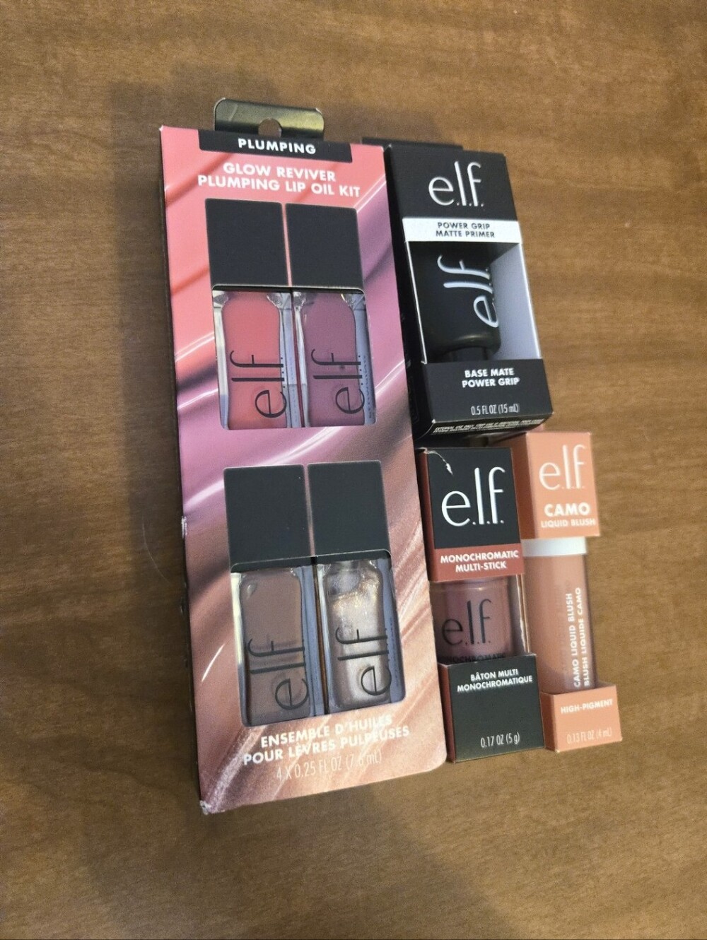 e.l.f. Cosmetic Lip Oil & Makeup Set in Pink and Peach Tones